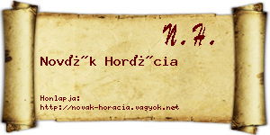 Novák Horácia névjegykártya